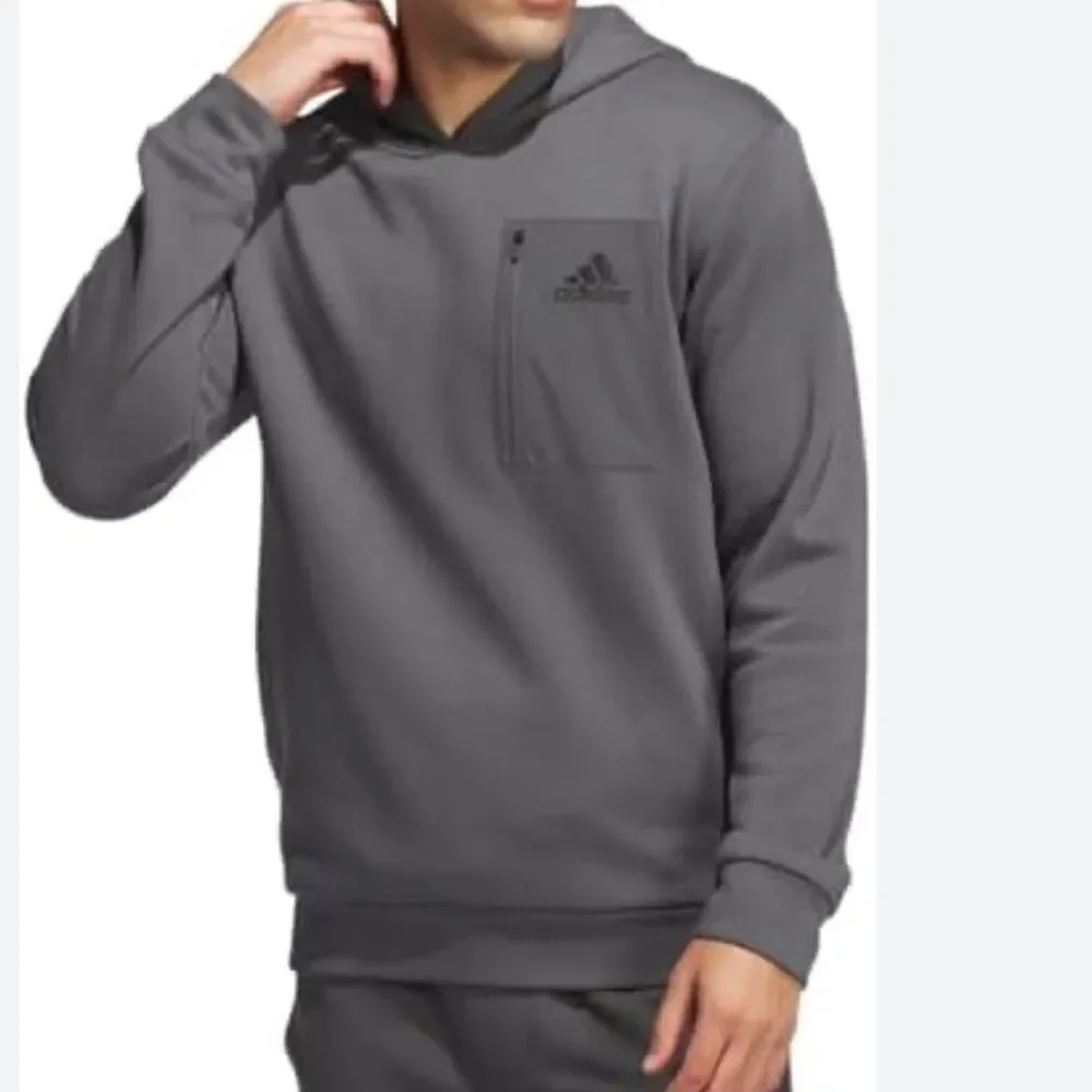 adidas Men’s Regular Fit Kangaroo Pockets Hoodie, Grey, Size XL,NWT